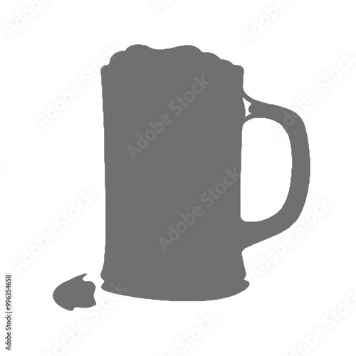 Silhouette of Beer Glass with Foam – Black and White Logo on Transparent Background photo