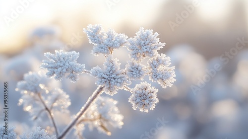 Frost-Covered Branch in the Morning Sun