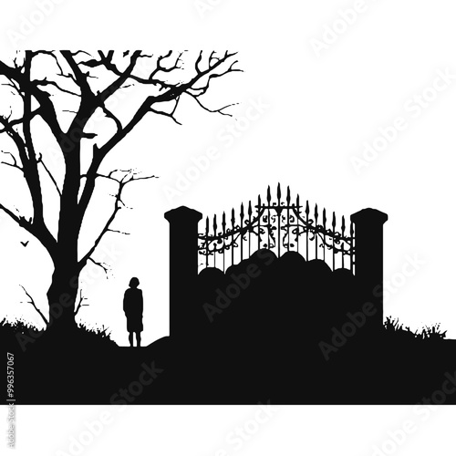 Iron Gate Silhouette – Vector Illustration Transparent Background for Logos and Icons