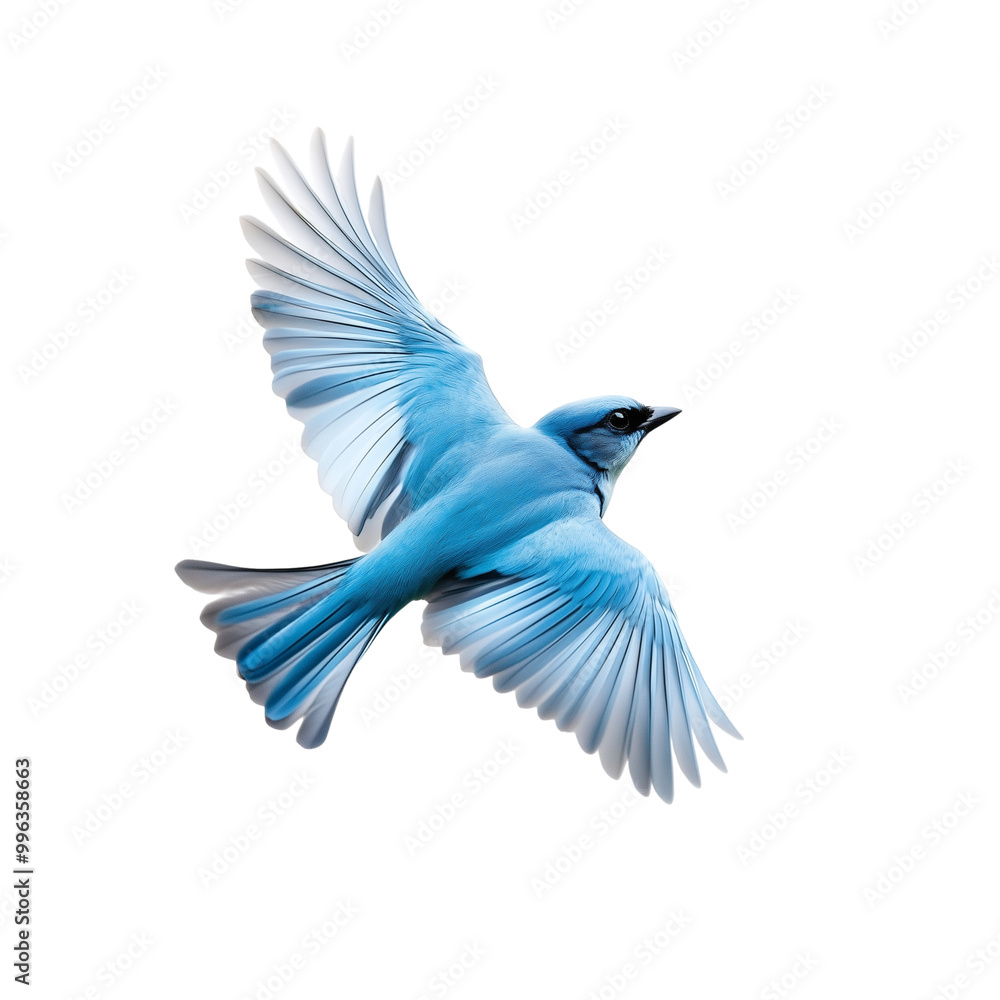 Obraz premium Flying bluebird in mid-flight isolated on transparent background