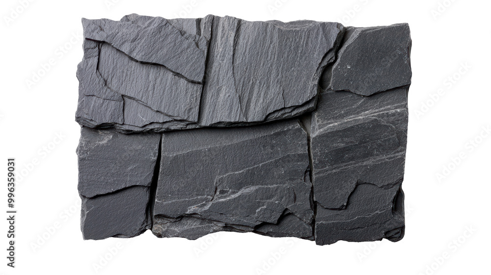 Dark gray slate rock with a cracked surface and layered structure. The rock has a natural, rough appearance, commonly used in construction and landscaping. Isolated on transparent background, png. Dark gray slate rock with a cracked surface and layered structure. The rock has a natural, rough appearance, commonly used in construction and landscaping. Isolated on transparent background, png.