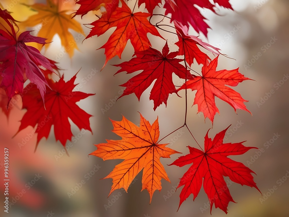 beauty of red and orange maple leaves in autumn. The leaves should be vividly colored, with shades of red, orange, and yellow, highlighting the transition of the season beauty of red and orange maple leaves in autumn. The leaves should be vividly colored, with shades of red, orange, and yellow, highlighting the transition of the season