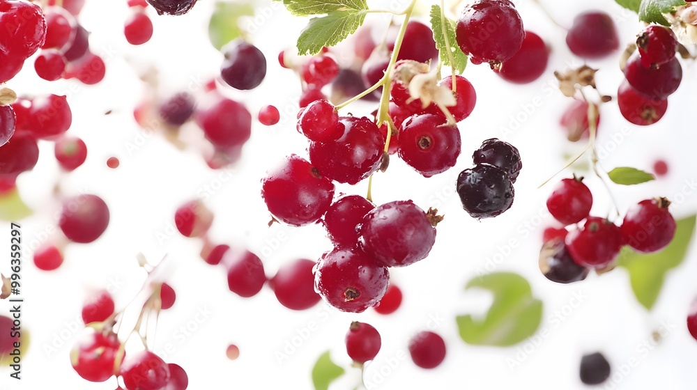 Berries falling with natural lighting isolated on a white backdrop Berries falling with natural lighting isolated on a white backdrop
