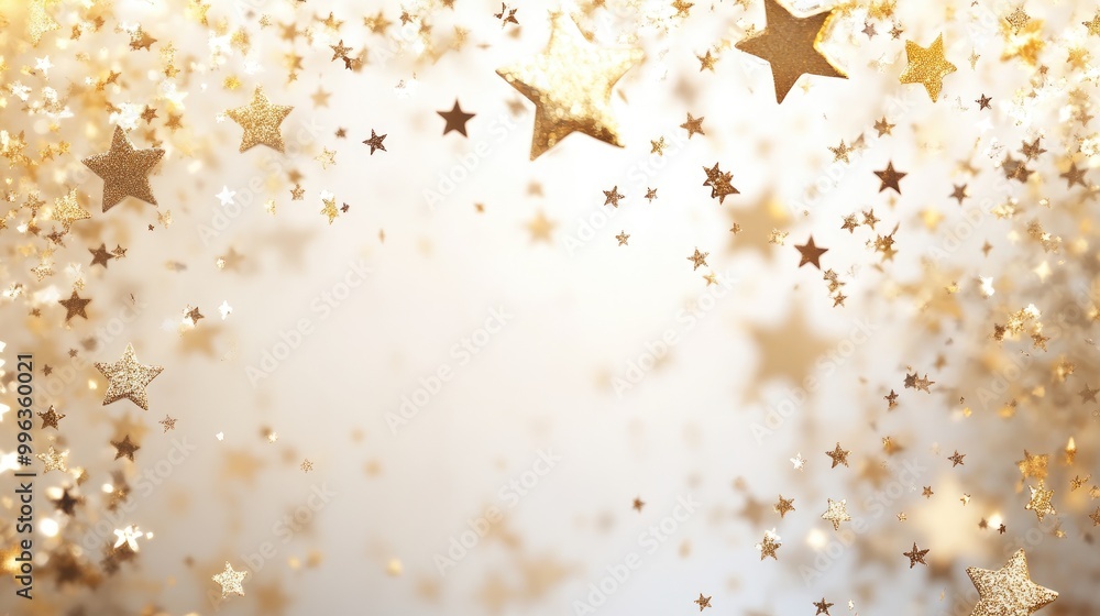 Stylish white and gold stars and confetti backdrop for a New Year s Eve or birthday celebration featuring a web banner with ample copy space Stylish white and gold stars and confetti backdrop for a New Year s Eve or birthday celebration featuring a web banner with ample copy space