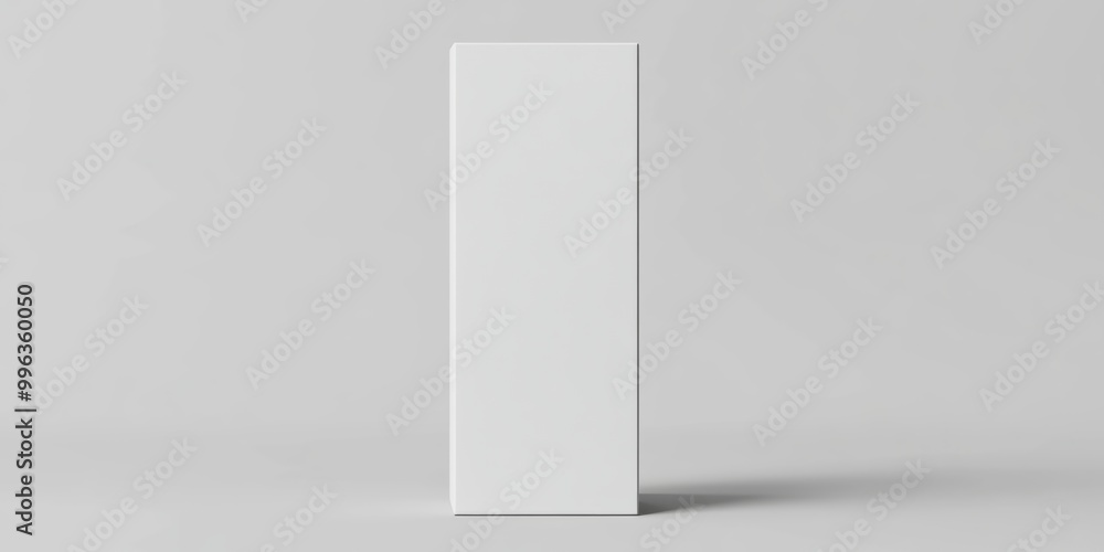 A rectangular box standing vertically, white in color and blank for customizable packaging A rectangular box standing vertically, white in color and blank for customizable packaging