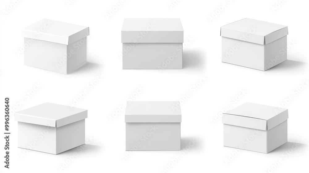 Set of white cardboard boxes isolated on a white background Set of white cardboard boxes isolated on a white background