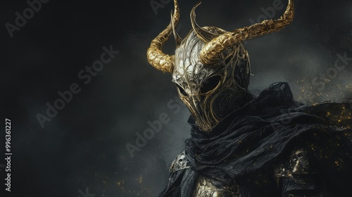 Individual adorned with a golden horned helmet symbolizes nightmarish visions