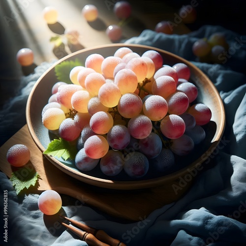 Grapes in a basket on a table HD