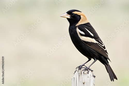 Bobolink bird on light background, Ai Generated