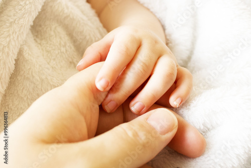 Cuadro en lienzo baby's hand gripping adult finger