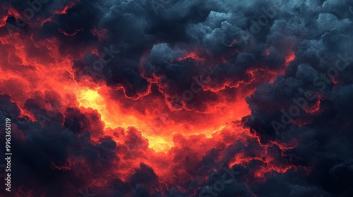 Dramatic Fiery Clouds in the Stormy Sky