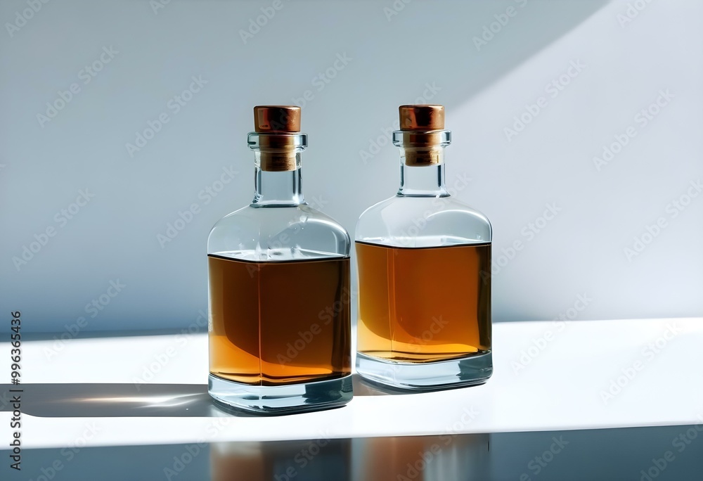 Two bottles of Izgin gin on a light background Two bottles of Izgin gin on a light background