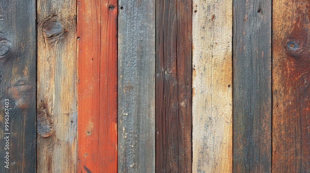 Fototapeta premium A detailed close up of rustic wooden planks showcases their rich textures and natural grains emphasizing the allure of weathered wood