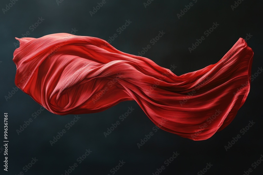 Fototapeta premium Red fabric flowing in air. Perfect for designs with movement and elegance.
