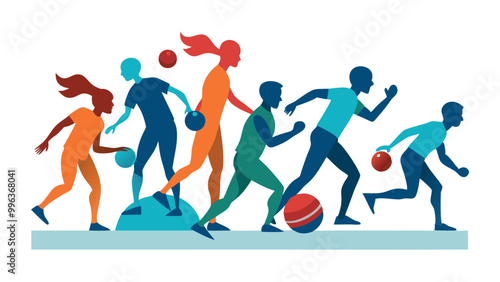 Bowling people silhouettes on a white background
