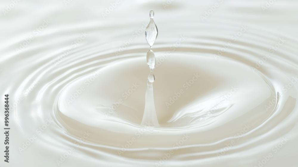 Close up of water droplets and ripples created by pouring milk ideal for a milk beverage advertising background concept illustration Close up of water droplets and ripples created by pouring milk ideal for a milk beverage advertising background concept illustration