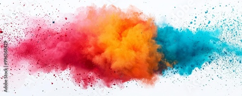 Colorful powder explosion on white isolated background.