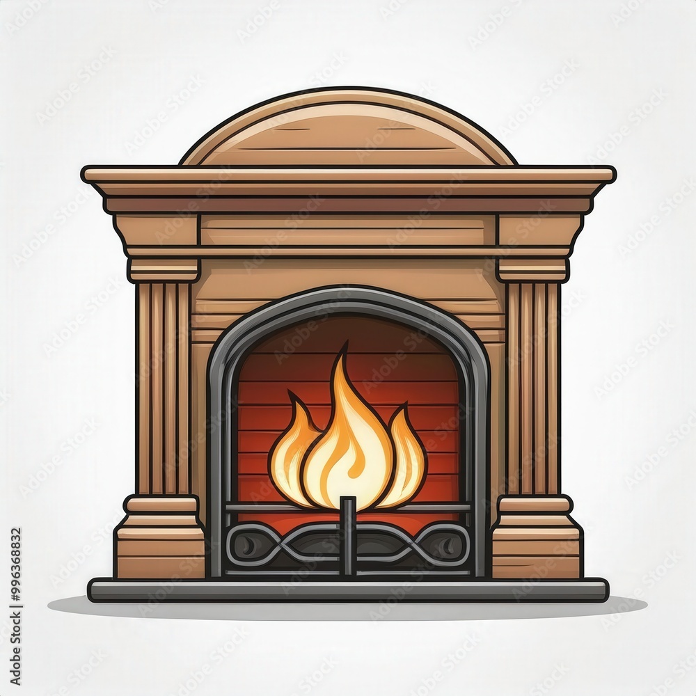 Elegant Stone Fireplace Icon with Burning Flames. Classic Architectural Design for Warmth and Comfort Illustrations, Perfect for Home Decor and Interior Design Themes Logo Icon Winter Christmas Elegant Stone Fireplace Icon with Burning Flames. Classic Architectural Design for Warmth and Comfort Illustrations, Perfect for Home Decor and Interior Design Themes Logo Icon Winter Christmas