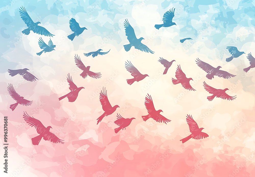A flock of birds flying in the sky A flock of birds flying in the sky