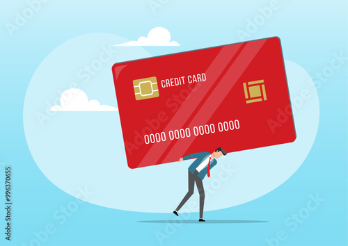 businessman carry credit card debt burden