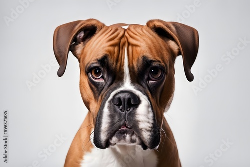 Boxer dog on white background, Ai Generated