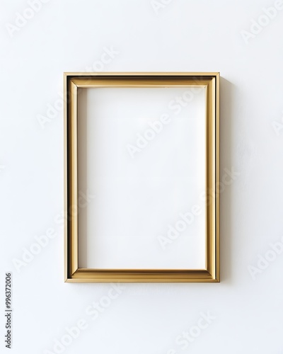 A simple gold frame on a white background.