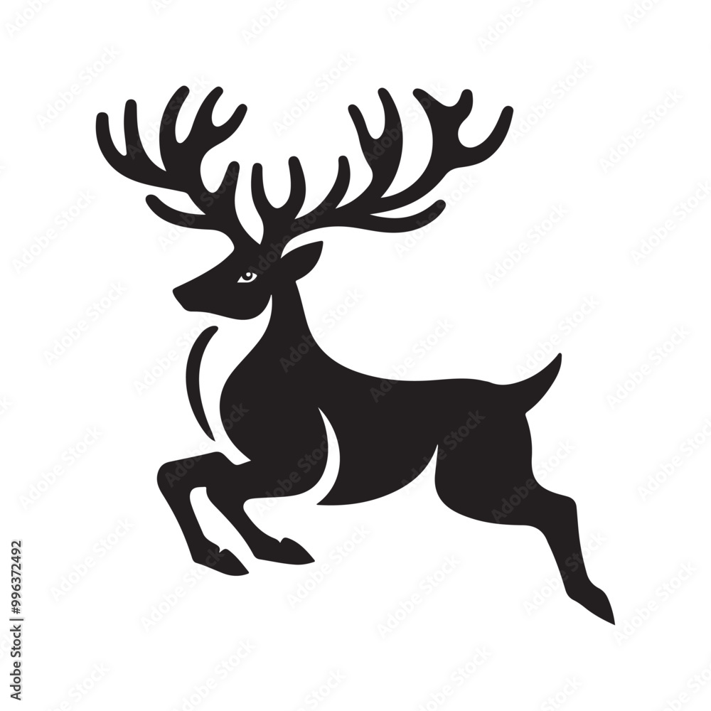 Deer black flat icon logo icon symble silhouette vector with isolated on white background Deer black flat icon logo icon symble silhouette vector with isolated on white background