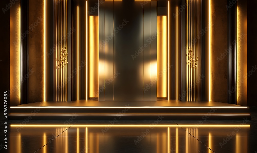 Obraz premium Golden Stage with Illuminated Background