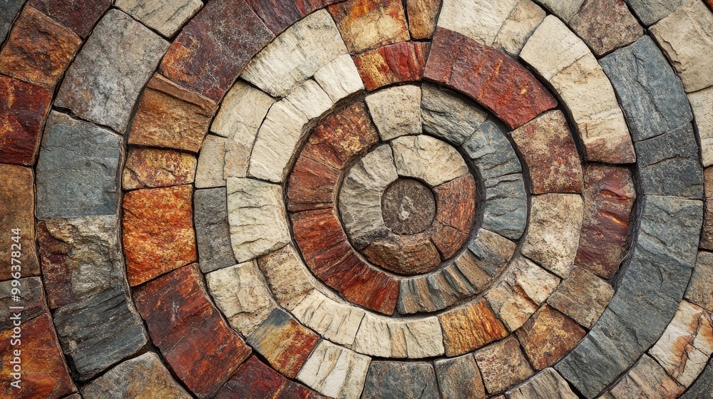 Fototapeta premium Rustic circular patterns featuring natural colors and textures