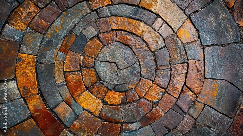 Fototapeta premium Rustic circular patterns featuring natural colors and textures