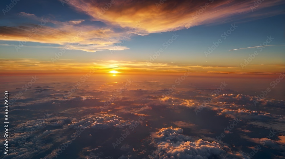 Golden Hour Over a Sea of Clouds from an Aerial View Golden Hour Over a Sea of Clouds from an Aerial View