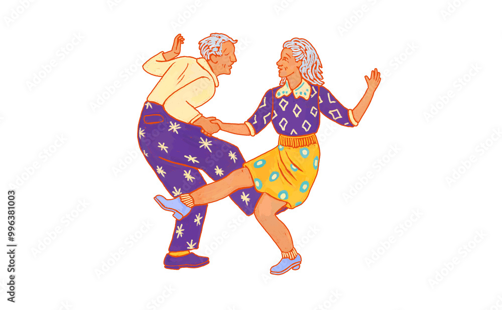 Dancing couple of man and woman. Festive Christmas PNG sticker with illustration of cheerful people in a dancing pose Dancing couple of man and woman. Festive Christmas PNG sticker with illustration of cheerful people in a dancing pose