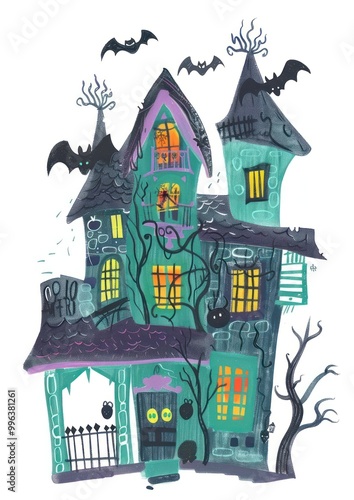 Spooky haunted house illustration photo