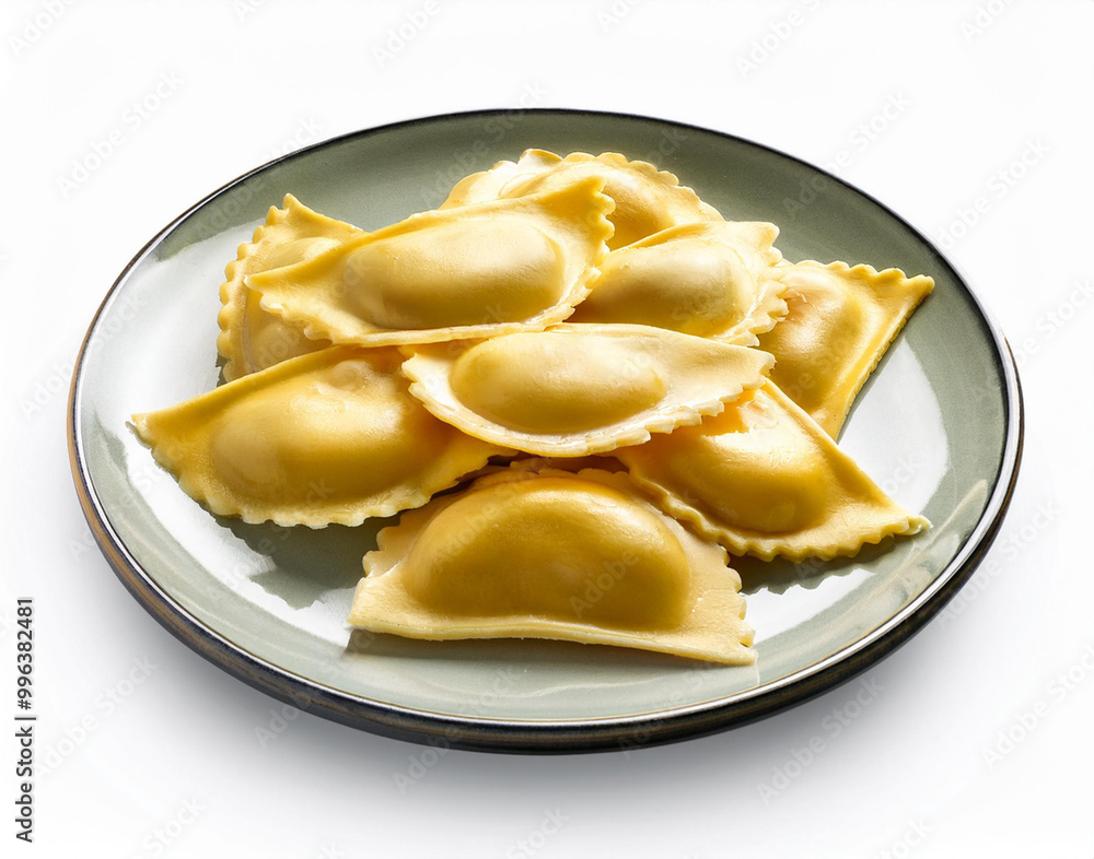 Ravioli on a plate isolated on white background with clipping path Ravioli on a plate isolated on white background with clipping path