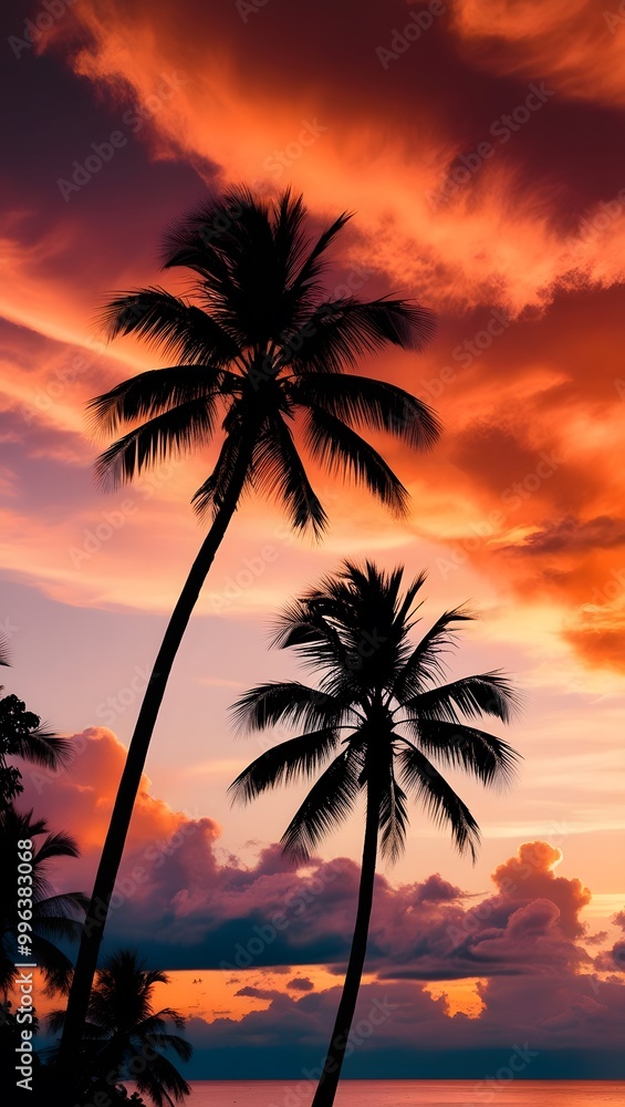Golden Beach at Sunset with Gentle Waves and Palms Golden Beach at Sunset with Gentle Waves and Palms