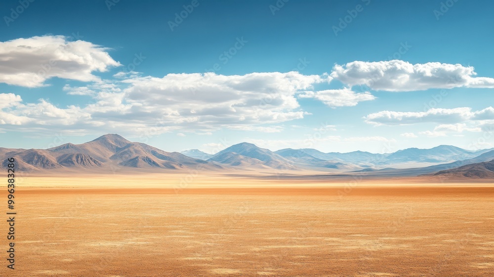 An endless expanse of desert with distant mountain ranges on the horizon, highlighting the vast and open landscape. An endless expanse of desert with distant mountain ranges on the horizon, highlighting the vast and open landscape.