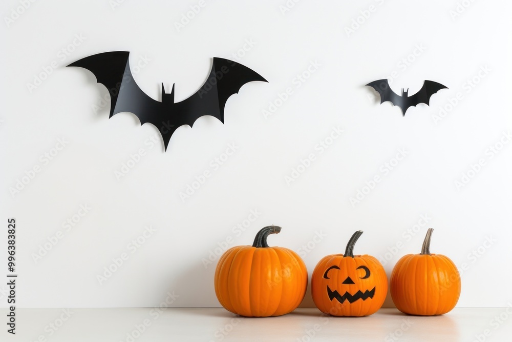 Naklejka premium Holloween decoration halloween pumpkin wall.