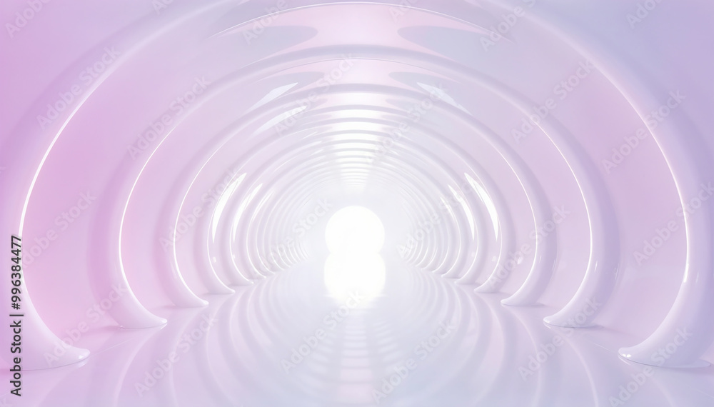 Pink-tunnel corridor in a future spaceship or building resembling a sea shell Pink-tunnel corridor in a future spaceship or building resembling a sea shell