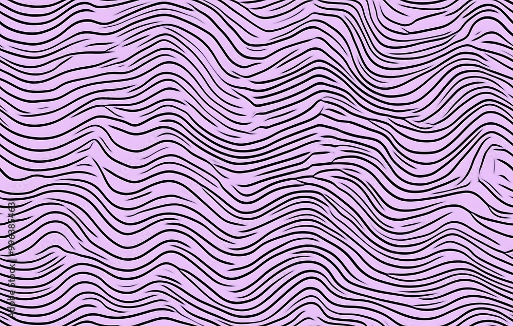 A seamless pattern of wavy lines in black on a lavender background A seamless pattern of wavy lines in black on a lavender background