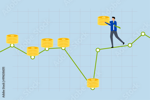 Dollar Cost Averaging , Intelligent entrepreneur investor who regularly adds to their stack of coins each month.