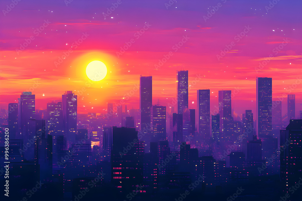 Fototapeta premium A dynamic urban background showcasing a city skyline