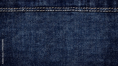 Indigo Denim Fabric Background with Stitches and Copy Space for Casual Fashion or Lifestyle Ads