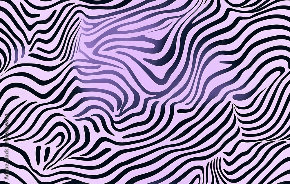 A seamless pattern of wavy lines in black on a lavender background A seamless pattern of wavy lines in black on a lavender background