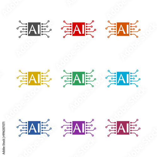  AI icon isolated on white background. Set icons colorful photo