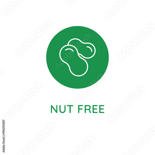 Vector line design element, badge and icon for food and cosmetics packaging in mono linear style - nut free