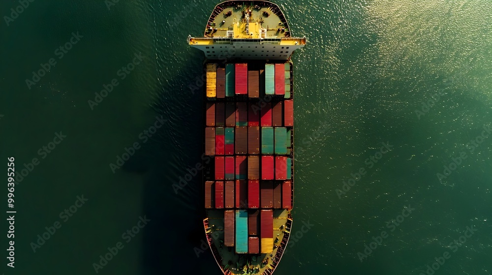 Overhead View of Massive Container Ship with Empty Cargo Deck for Branding Overhead View of Massive Container Ship with Empty Cargo Deck for Branding