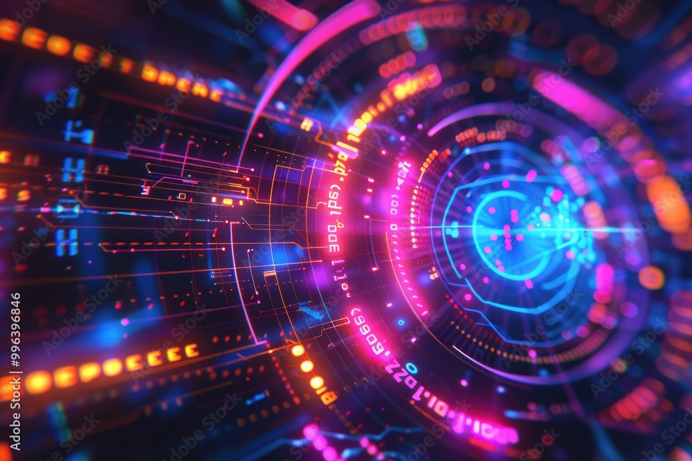 Abstract representation of a computer screen with digital elements Abstract representation of a computer screen with digital elements