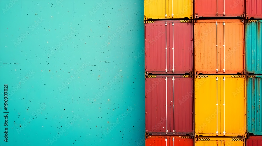 Top-Down View of Cargo Ship Deck with Containers for Logistics Services Top-Down View of Cargo Ship Deck with Containers for Logistics Services
