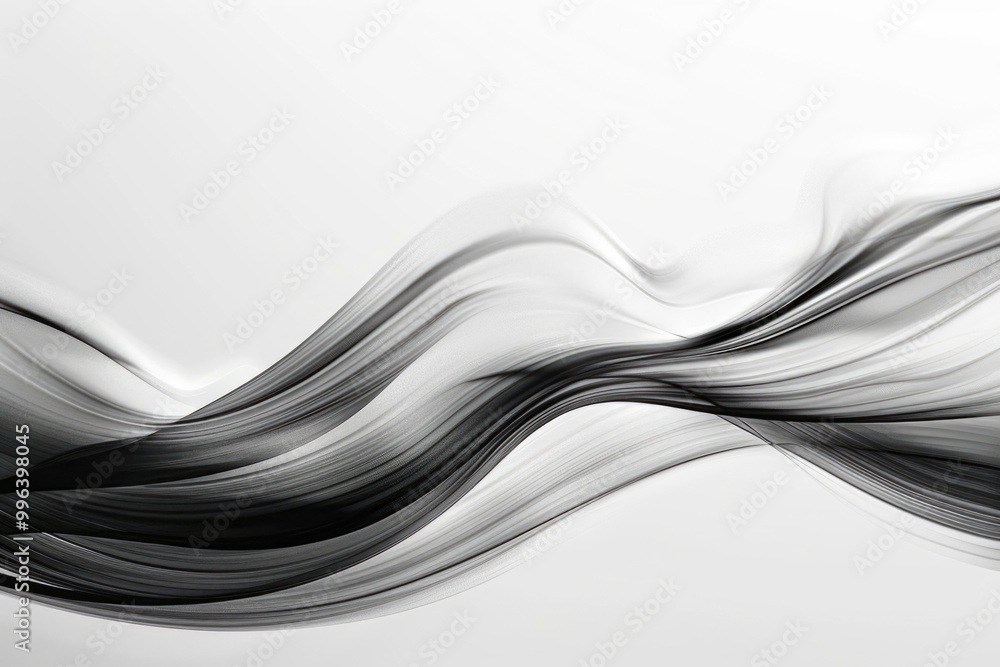 A grayscale image of a wavy shape, suitable for use in design projects or as a background A grayscale image of a wavy shape, suitable for use in design projects or as a background
