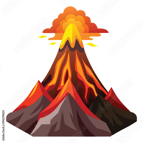 Volcano vector illustration isolated on a white background